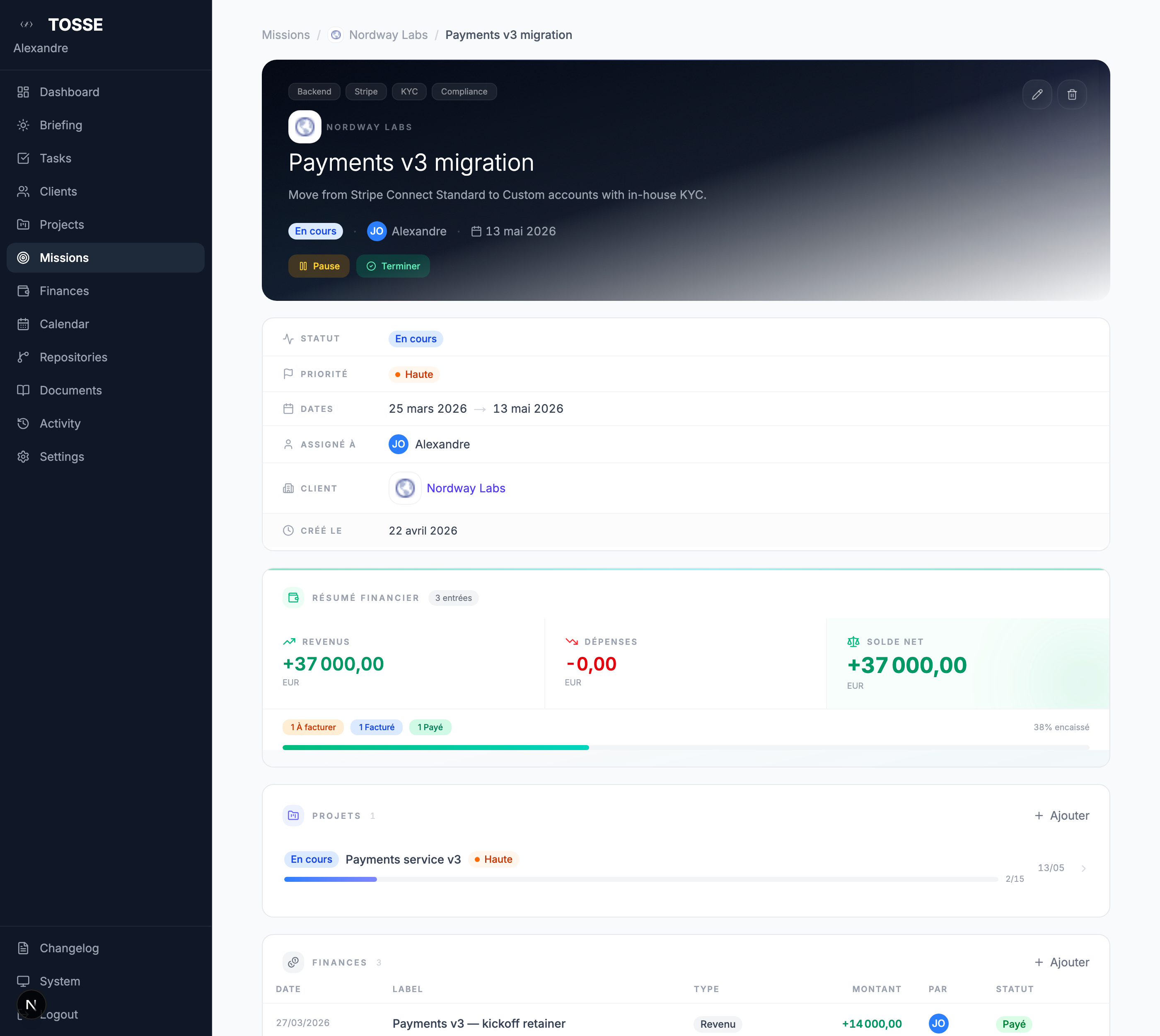 Mission detail — AI context with critical path and rollback rule